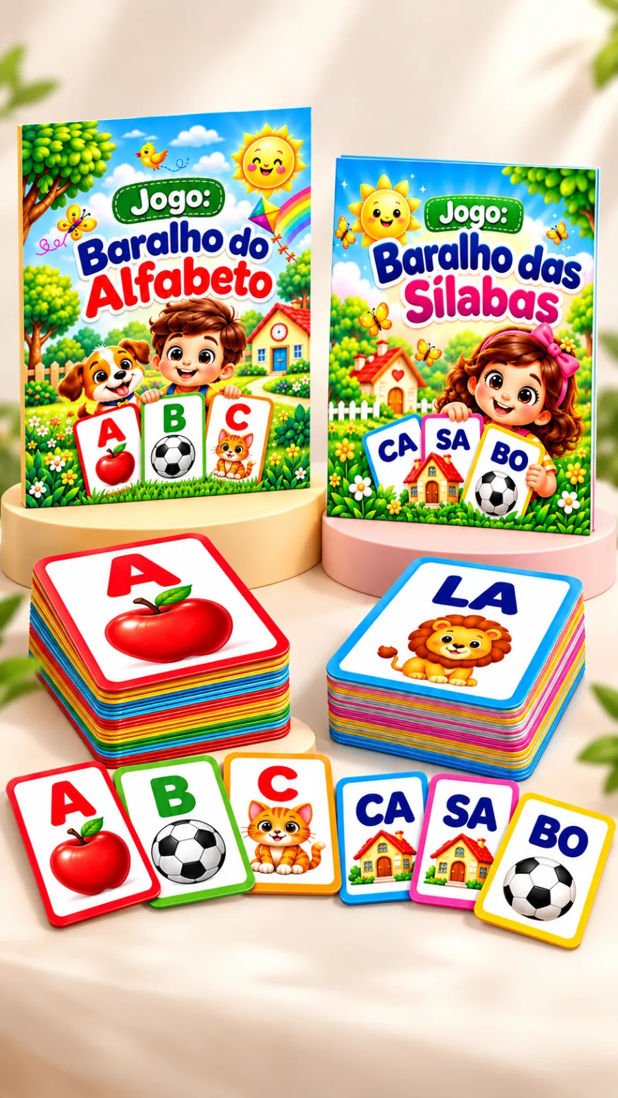 Jogo: Baralho  Sílabas; Jogo Baralho  Alfabeto